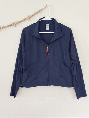 Te Verde Navy Zip Up Packable Travel Windbreaker Light Jacket Size Small